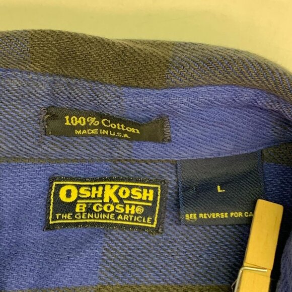 Osh Kosh B'Gosh Men's‎ Plaid Knit Button Up Long Sleeve Shirt Size L - Picture 7 of 13